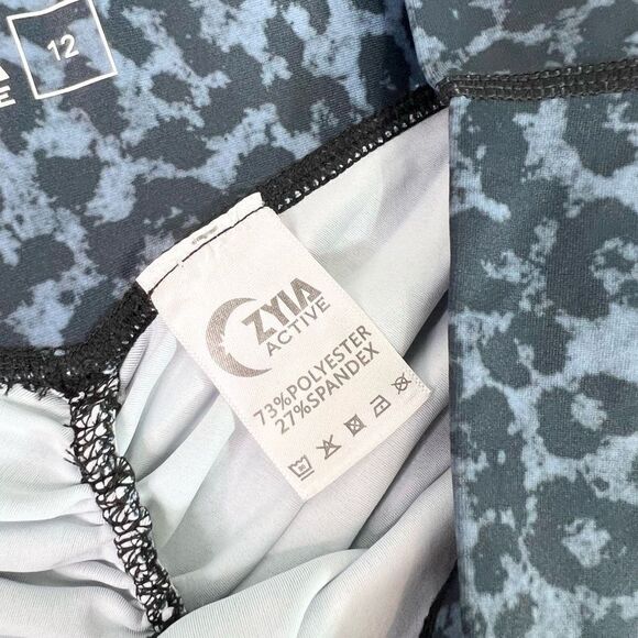 Zyia Active Leggings Women's 12 Blue Stone Leopard Print Cinched Butt High-Rise - Picture 6 of 10